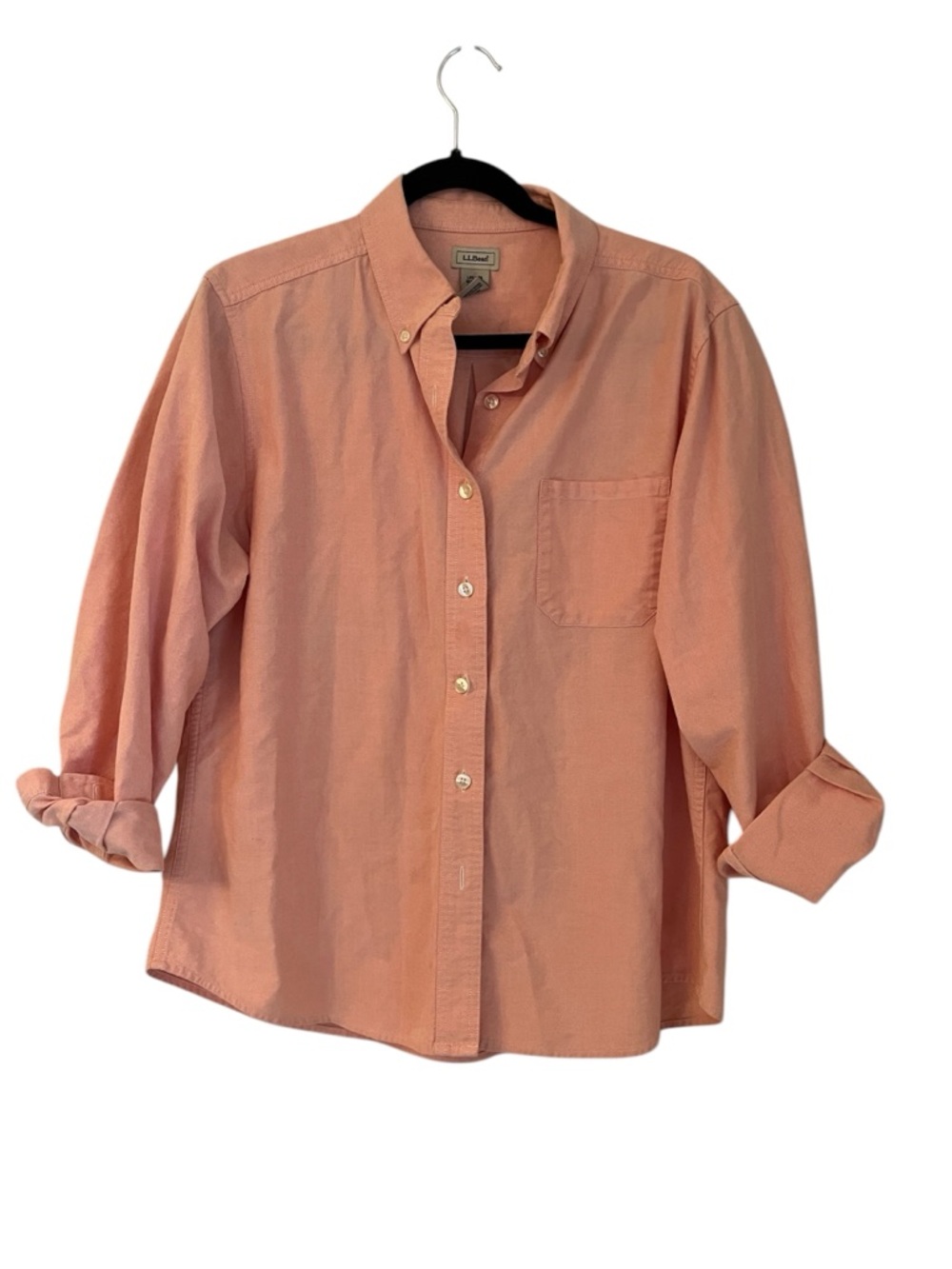 L.L. Bean Women’s salmon color Oxford Button Down Shirt size L